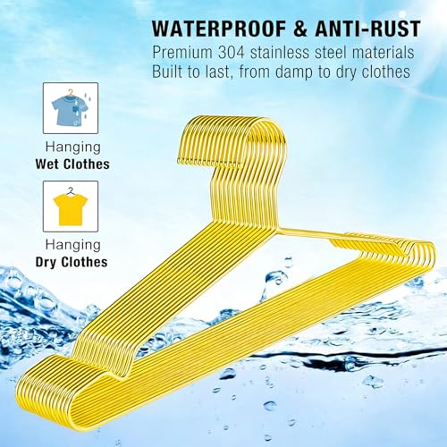 METLUCK 30 Pack Clothes Hangers, METLUCK Stainless Steel Gold Hangers for Clothes Strong Wire Metal Coat Hangers Standard Suit Hangers, Great for Daily Use -17.7 Inch, Gold - Image 5