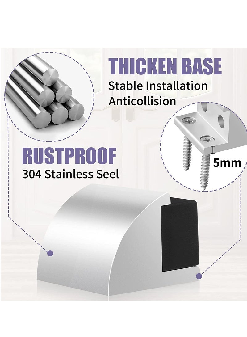 Door Stop Floor Door Stopper for Skirtings Stainless Steel Modern Chrome Rubber Door Wall Protector Floor Mounted Doorstop with Screws Protect Walls and Doors 2 Pack  - Image 3