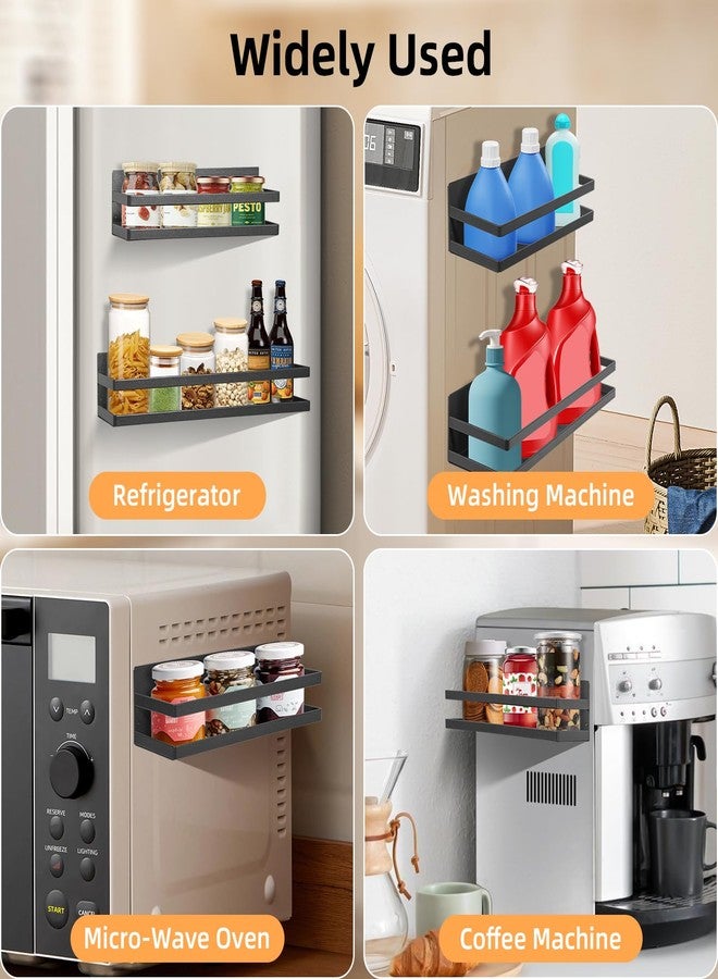 رف توابل كبير من Uten للثلاجة، عبوة من قطعتين من الرفوف المغناطيسية القوية، منظم ثلاجة متحرك للمطبخ لحفظ التوابل والبرطمانات - Image 5