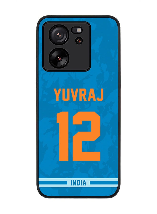 Stylizedd Rugged Black Edge case for Xiaomi 13T / Xiaomi 13T Pro, Slim fit Soft Flexible Rubber Edges Anti Drop Cover - Team India Yuvraj Singh, Jersey No 12 - Image 1