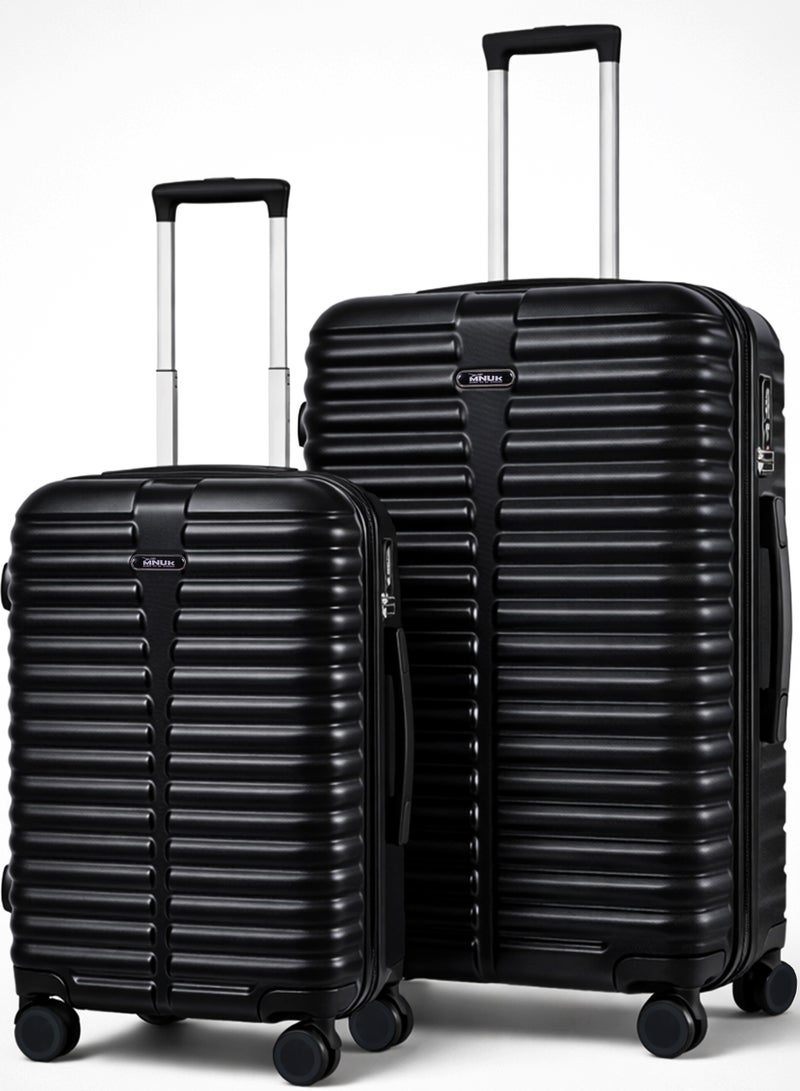 MNUK Destiny Set of 2 Luggage | Cabin-20 Inch, Medium-24 Inch| Hardside Soft Handle Trolley with TSA Lock |Double 360° 4 Wheeler| Black - Image 1
