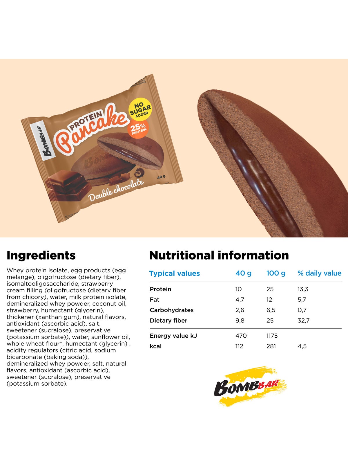 Bombbar Double Chocolate Protein Pancake 10Pcs 40g