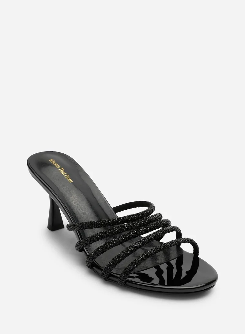 Where's That From 'Ulani' Diamante Strappy Low Heeled Mules