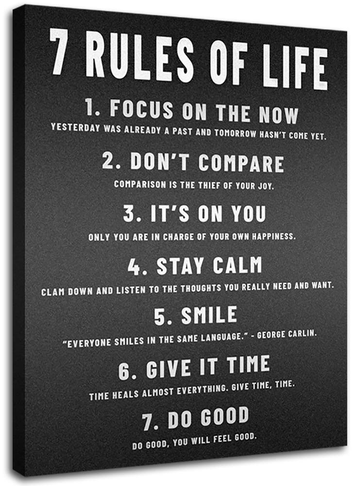 Home Trove ديكور حائط المكتب HOME TROVE 7 قواعد للحياة ملصقات تحفيزية فنون الحائط لغرفة النوم لوحات فنية سوداء فنون أمريكية أفريقية مطبوعات قماش ملهمة زينة اقتباسات إيجابية لغرفة نوم الفتيات المراهقات - Image 5