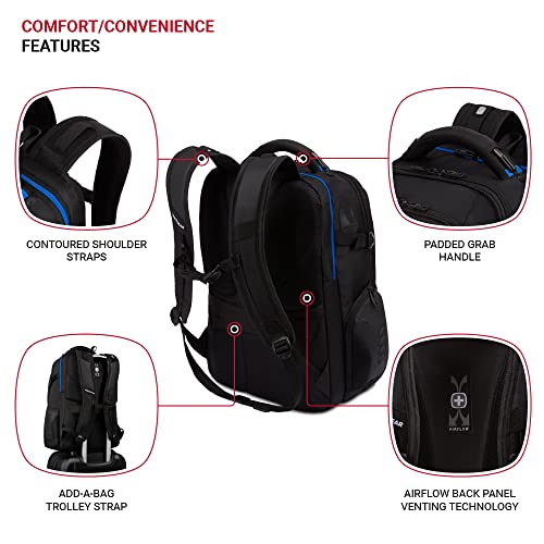 SWISSGEAR حقيبة ظهر للألعاب من SwissGear مع منفذ شحن (USB)، أزرق/أسود - Image 2