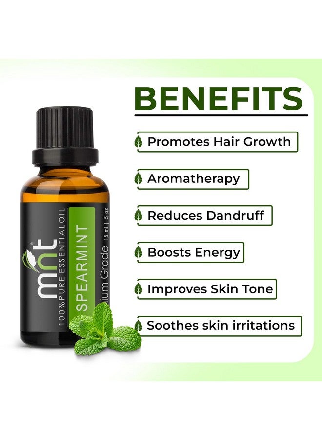 MNT Spearmint Essential Oil 100% Pure, Natural & Undiluted Therapeutic Grade Oil For Hair, Skin, Body & Aromatherapy (15Ml) - Image 2