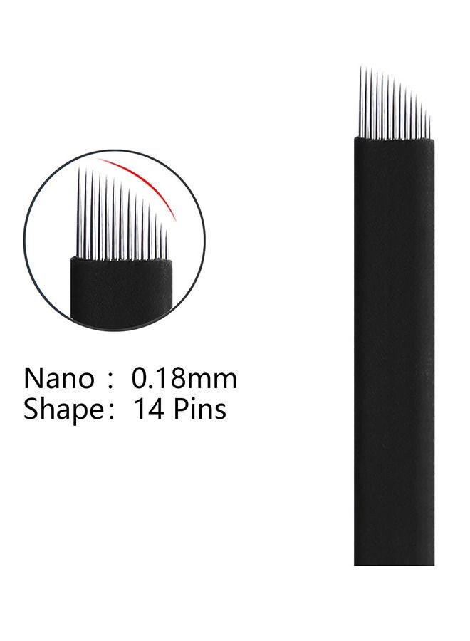 Generic 10 Pieces Disposable 0.18mm Microblading Blade Fine Needles Permanent Makeup Curve Brow Manual Eyebrow Embroidery Tattoo Microblade Needles - 14 Pins Shape  - Image 3