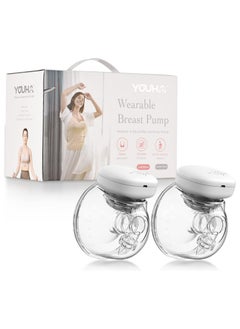 YOUHA 2 Sets Wearable Breast Pump Hands Free Electric Portable Wearable Breast Cup 8oz/240ml BPA-free 3 Modes 9 Suction Levels Rechargeable Comfort Breastfeeding Milk Collector  - Image 1