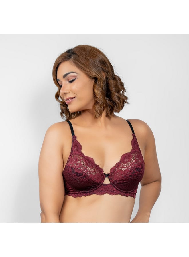 Aadaraya Aadaraya Lace Detail Bra with Hook and Eye Closure  - Image 1
