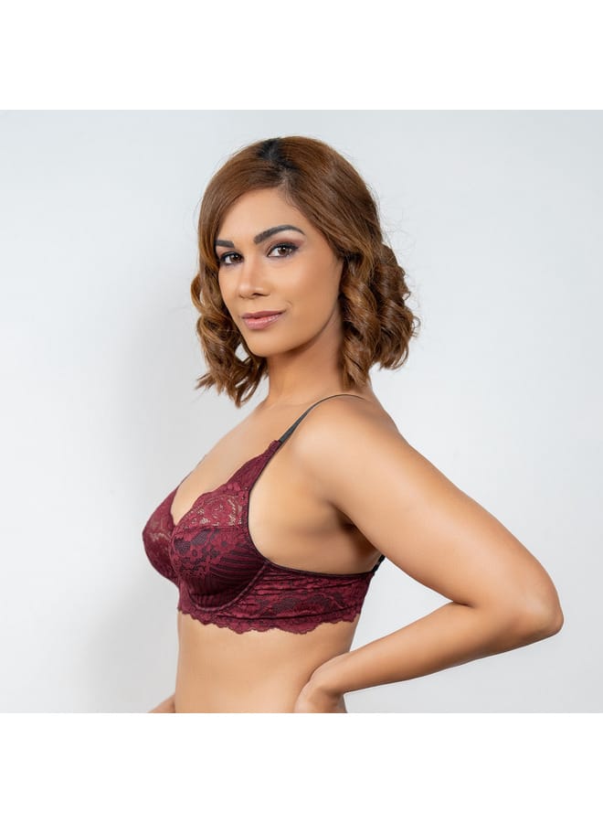 Aadaraya Aadaraya Lace Detail Bra with Hook and Eye Closure  - Image 2