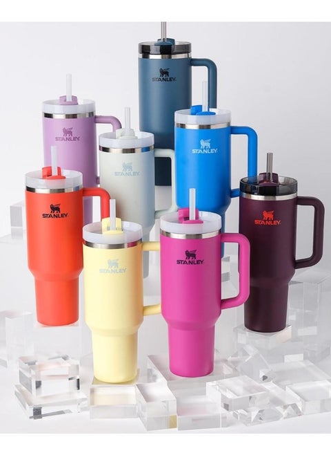 Stanley Stainless Steel Quencher H2.0 Flow State Vacuum Insulated Tumbler with Lid and Straw for Water, Iced Tea or Coffee, Smoothies and More, 40 oz (Random Color)