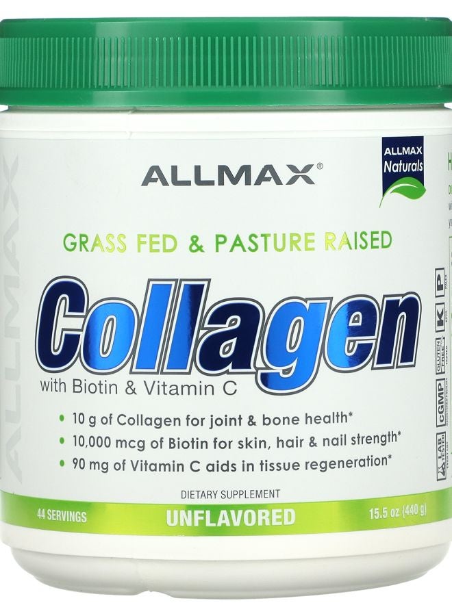Allmax Collagen with Biotin &  Vitamin C Unflavored 15.5 oz (440 g)