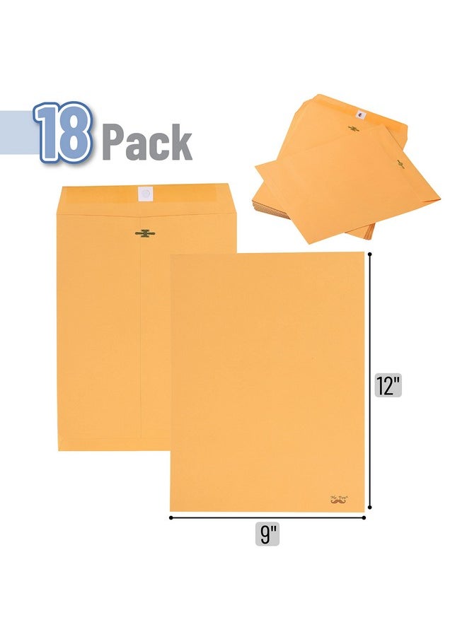 Mr. Pen - Clasp Envelopes18 Pack 9X12 Brown Kraft Letter Size Envelopes Brown Envelopes Document Envelope Clasp Kraft Envelopes Clasp And Gummed Closure Envelopes. - Image 1