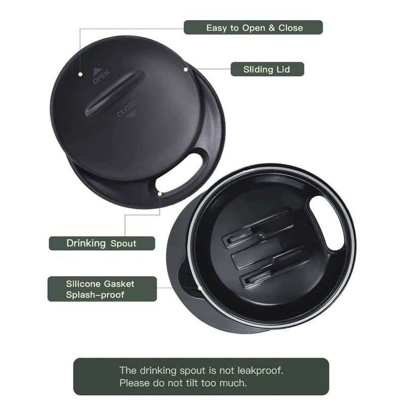 Ideus 16 oz Insulated Coffee Mug with Handle and Lid, Double Wall Stainless Steel Vacuum Thermal Coffee Mug, Travel Coffee Cup Thermal Cup for Home and Office, Storm Black - Image 4