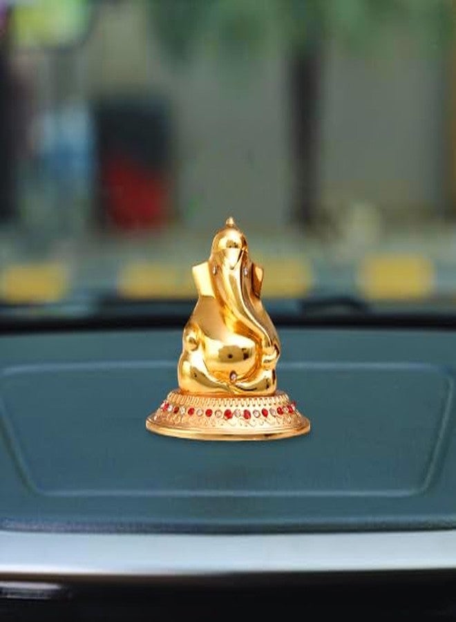 Ascension Gold Plated Lord Ganesha Idol for Car Dashboard Ganpati Statue for Home Decoration Idol Showpiece for Office Desk