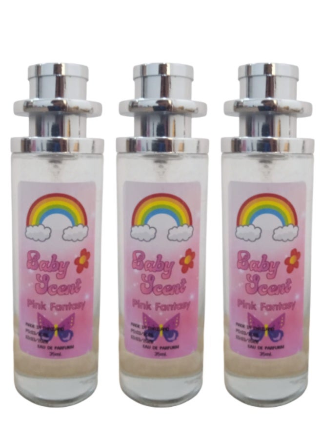 Three Pcs Baby Scent Powder Perfume Pink Fantasy 35 ml