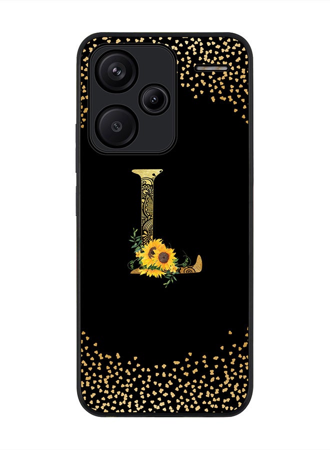 Stylizedd Rugged Case for Xiaomi Redmi Note 13 Pro Plus Case Cover- Custom Monogram Initial Letter Mandala Floral Pattern Alphabet - L(Black) - Image 1