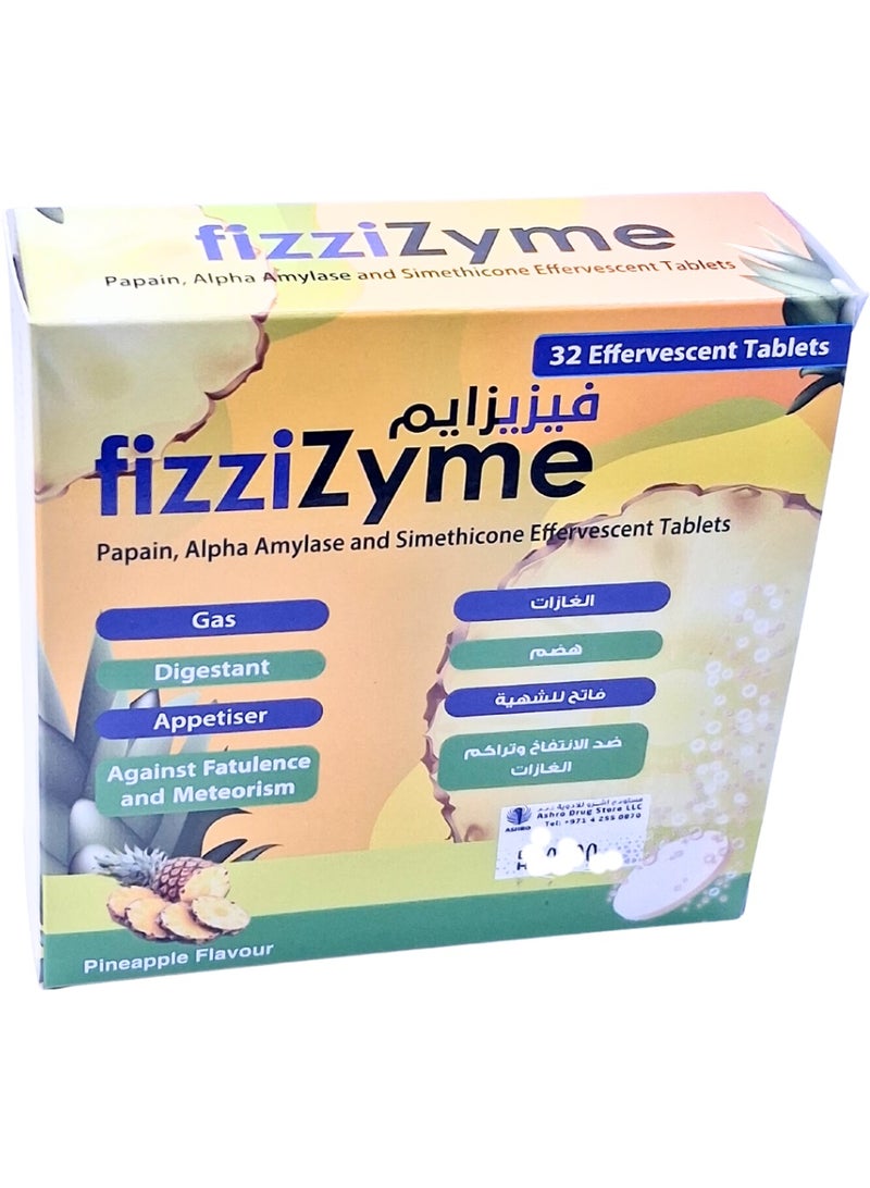 Fizzizyme Effervescent Tablets 32 S (Pineapple Flavour)