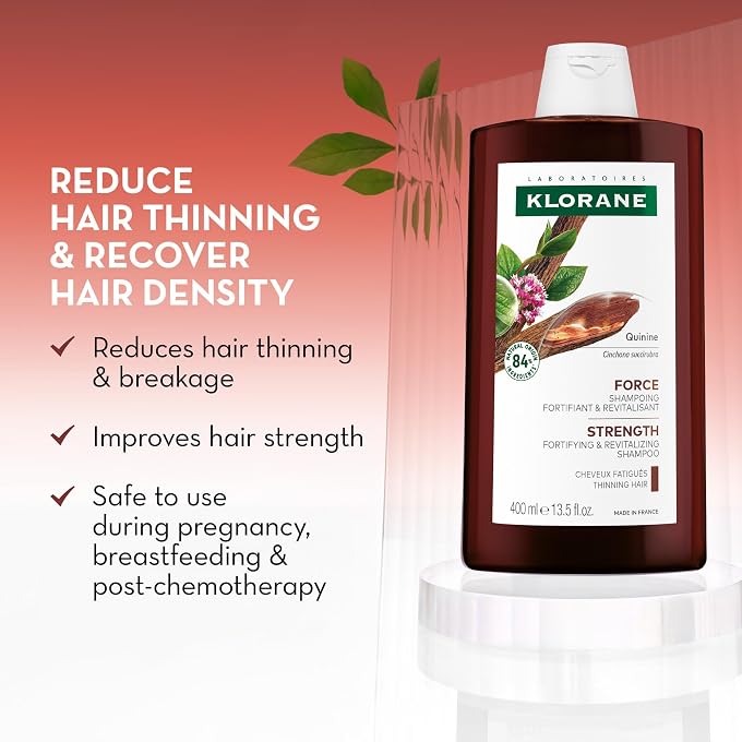 Klorane Strengthening Quinine And Organic Edelweiss Shampoo Tired Hair, Hair Loss Sulphate-Free, Vegan* Formula 1X 400Ml Bottle - Image 2