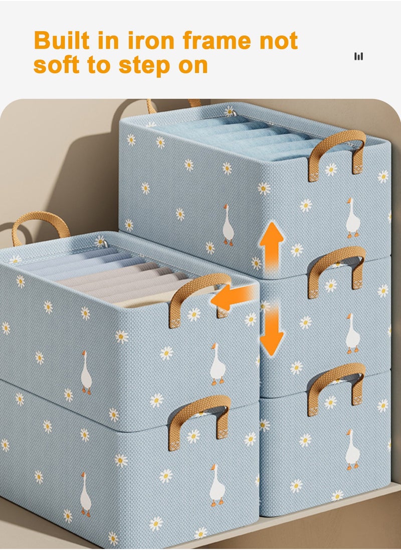 HomarKet 3pcs Wardrobe Clothes Organizer Foldable Closet Storage Organizer for Clothes Jeans Washable Closet Storage Boxes with Carrying Handles Cube Storage Bin for Home Bedroom Office  - Image 2