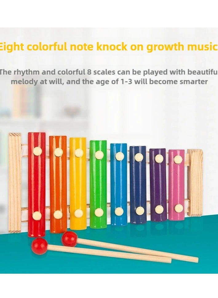 Wooden Xylophone Baby Musical Toy Instrument Piano With 8 Colo Metal Key With 2 Child Safe Mallets For Kids Toddlers  - Image 3