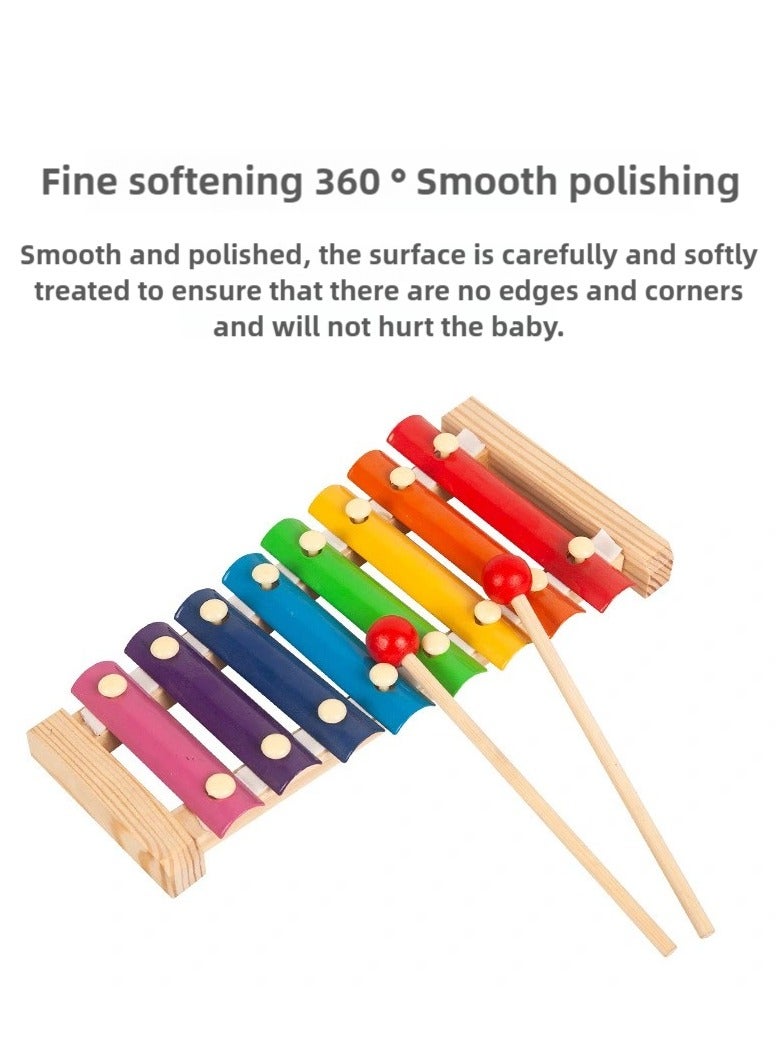 Wooden Xylophone Baby Musical Toy Instrument Piano With 8 Colo Metal Key With 2 Child Safe Mallets For Kids Toddlers  - Image 4