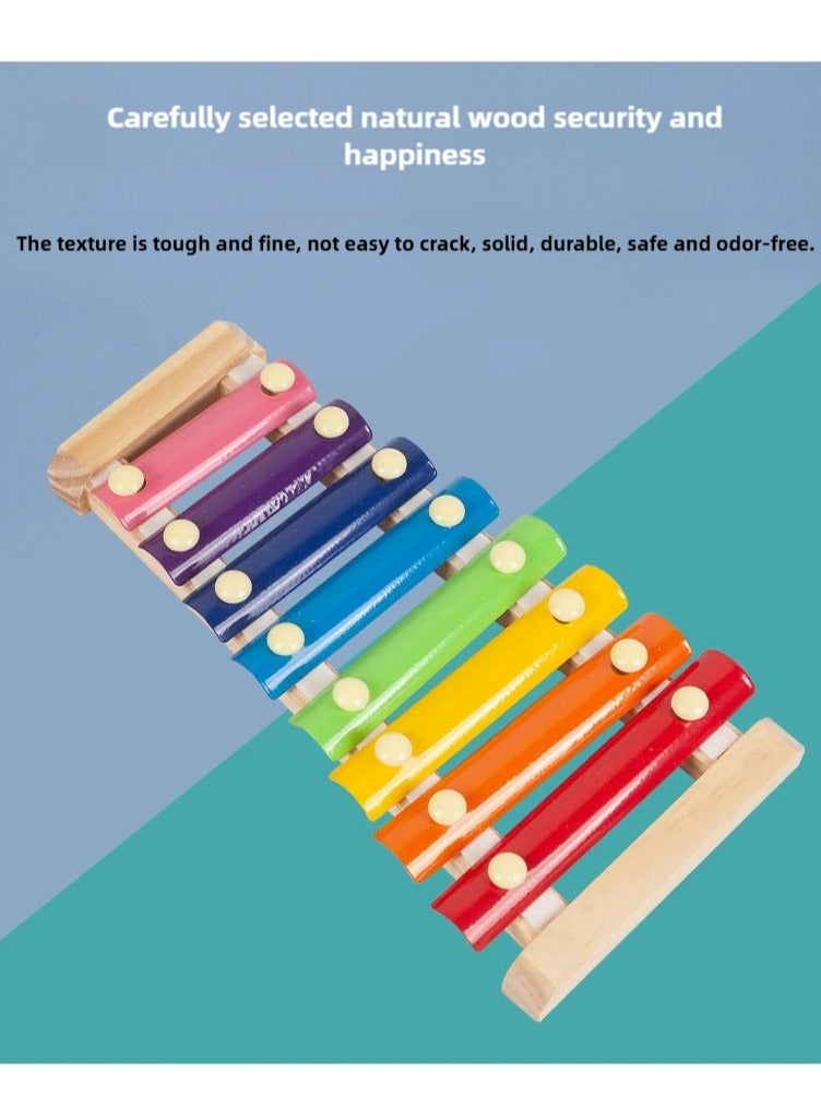 Wooden Xylophone Baby Musical Toy Instrument Piano With 8 Colo Metal Key With 2 Child Safe Mallets For Kids Toddlers  - Image 5