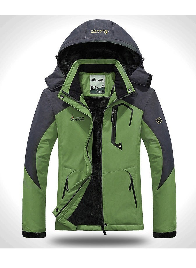 Loquat Women's Thicken Ski Jacket Warm Winter Waterproof Windbreaker Hooded Snowboarding Coat Green/Grey 