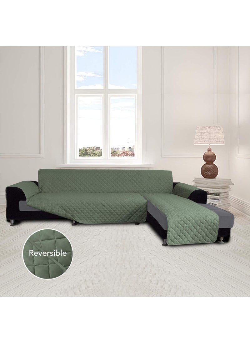 Easy-Going - Easy-Going Sofa Slipcover L Shape Sofa Cover Sectional Couch Cover Chaise Cover Reversible Sofa Cover Furniture Protector Cover for Pets Kids Dog Cat(Large,Greyish Green/Greyish Green) - Image 1