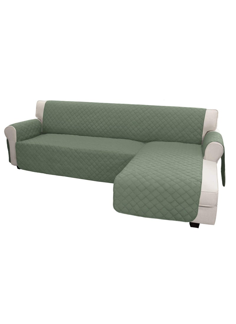 Easy-Going - Easy-Going Sofa Slipcover L Shape Sofa Cover Sectional Couch Cover Chaise Cover Reversible Sofa Cover Furniture Protector Cover for Pets Kids Dog Cat(Large,Greyish Green/Greyish Green) - Image 1
