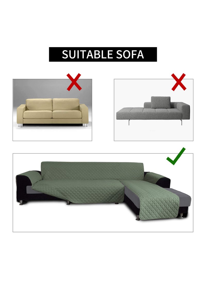 Easy-Going - Easy-Going Sofa Slipcover L Shape Sofa Cover Sectional Couch Cover Chaise Cover Reversible Sofa Cover Furniture Protector Cover for Pets Kids Dog Cat(Large,Greyish Green/Greyish Green) - Image 1