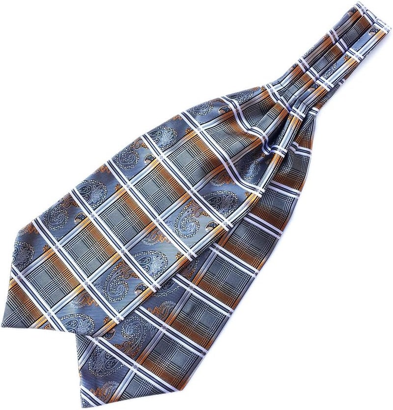Elfeves Men's Paisley Floral Self Ascot Tie Jacquard Woven Formal Wedding Cravat - Image 1