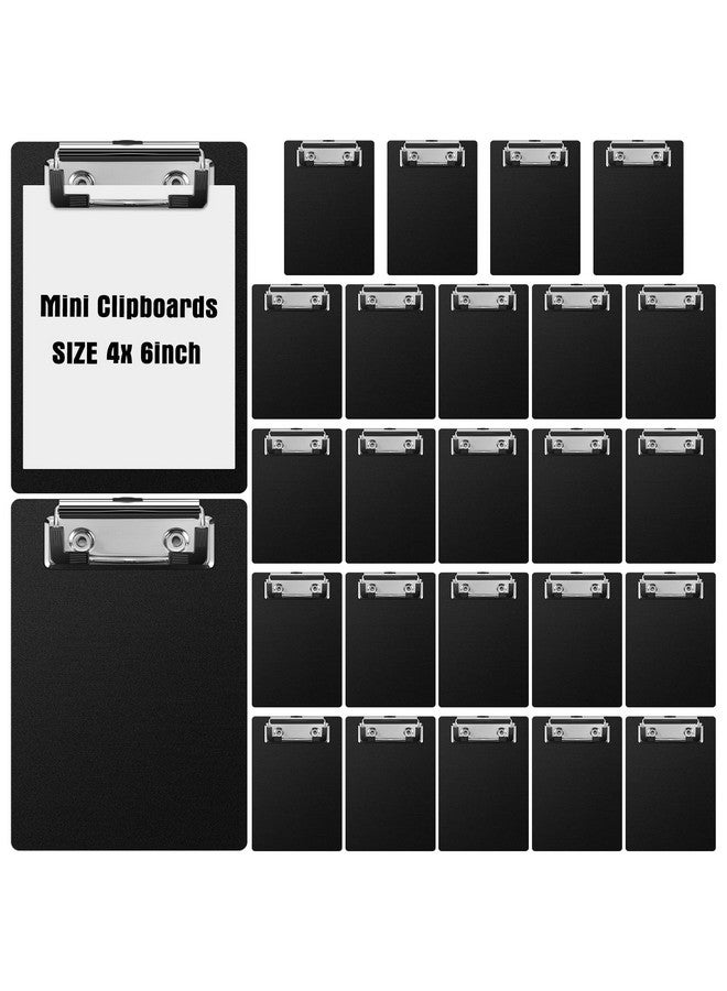 Eersida 24 Pack Mini Clipboards 4 x 6 Inch Small Clipboards Pocket Clipboard Cute Clipboard Plastic Memo Clipboards with Profile Clip for Small Notepads Receipts Tickets (Black) - Image 1