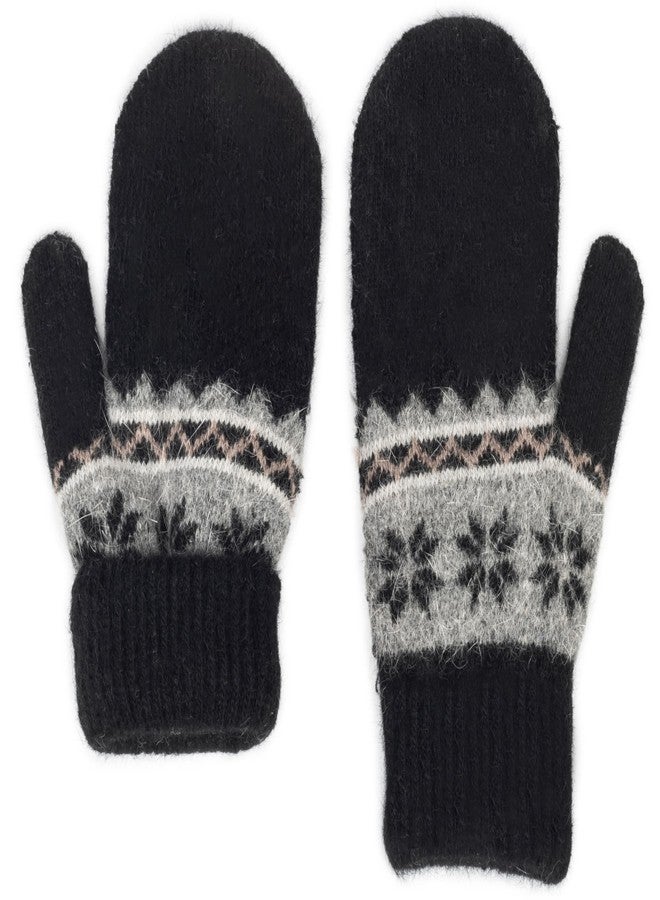OVOY Kids Winter Soft Warm-Knit-Mittens, Boys-Girls Snowflake-Print Warmly Double-Layer Snow-Mittens Ski-Gloves for 5-10Years - Image 1