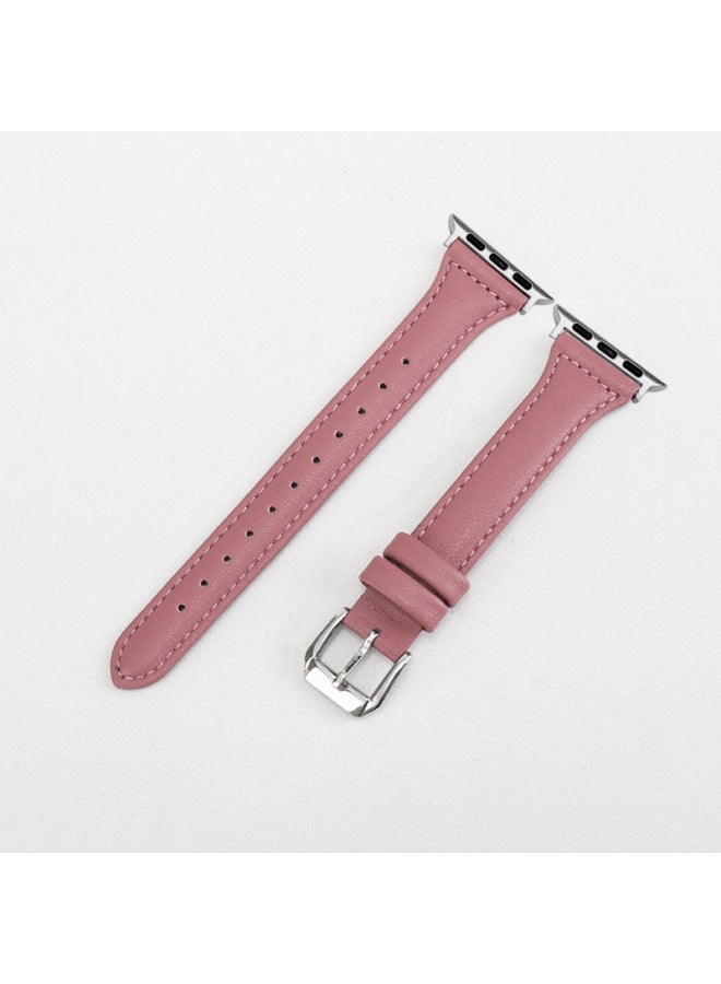 MSSM حزام مناسب لساعة آبل الذكية iWatch 4/5/6/7/8/ألترا، من الجلد الطبيعي عالي الجودة، تصميم نحيف وأنيق خاص بالرجال، مشبك خفيف الوزن - Image 1