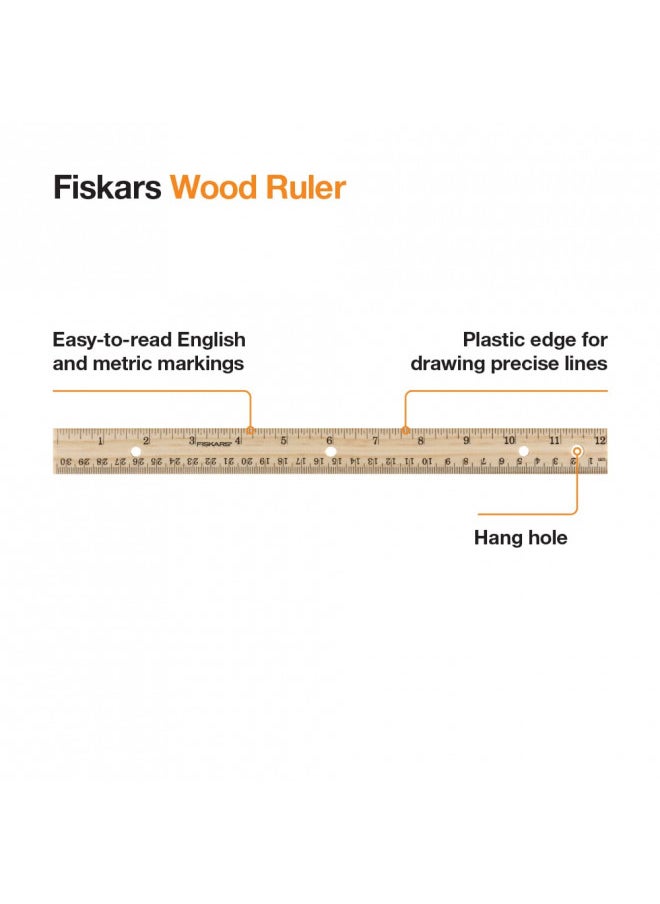 Fiskars 01-005358 Back to School Supplies Wood Ruler, 12 Inch - pzsku/ZF71F054A4C7FC688F98AZ/45/_/1733466319/831179c2-839b-4bc3-9177-d23584df34af