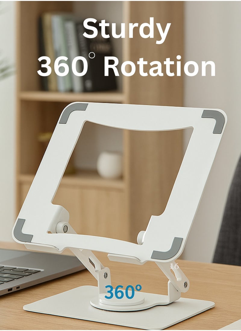 F.A.M.S Laptop Stand 360° – Adjustable Height & Angle, Aluminum Foldable Riser with L-Key, Heat Dissipation, Anti-Slip – Fits 13” to 16” Laptops & Tablets  - Image 1
