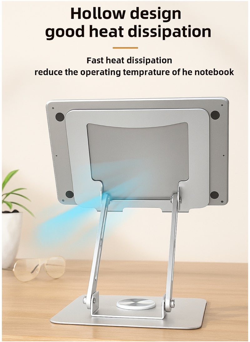 F.A.M.S Laptop Stand 360° – Adjustable Height & Angle, Aluminum Foldable Riser with L-Key, Heat Dissipation, Anti-Slip – Fits 13” to 16” Laptops & Tablets  - Image 4
