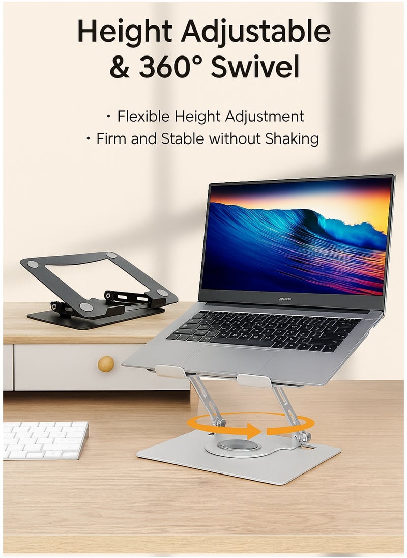 F.A.M.S Laptop Stand 360° – Adjustable Height & Angle, Aluminum Foldable Riser with L-Key, Heat Dissipation, Anti-Slip – Fits 13” to 16” Laptops & Tablets  - Image 2