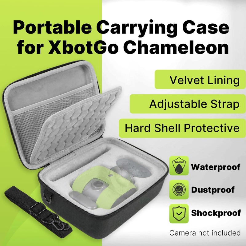 Yudylg Portable Carrying Case for XbotGo Chameleon, Hard Shell Protective Camera Case, Precisionâ€‘Cut EVA & Highâ€‘Density Oxford Fabric, Waterproof, Dustproof, Shockproof with Velvet Lining & Strap - Image 2