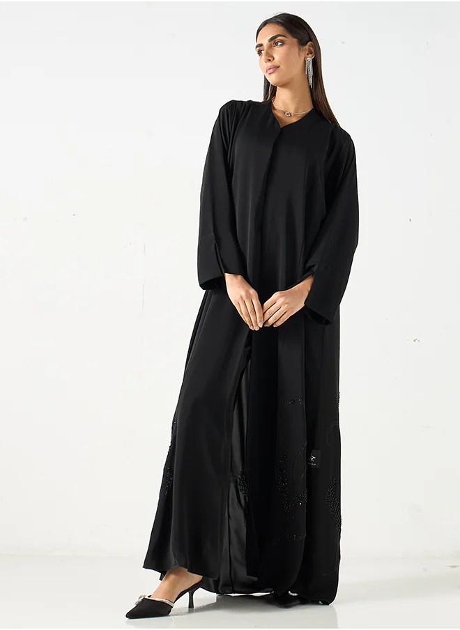 Hadiyath Al Madinah Black Embroidered Abaya - HM