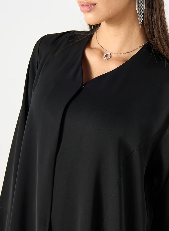 Hadiyath Al Madinah Black Embroidered Abaya - HM
