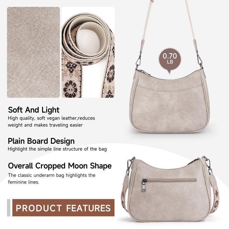APHISON Crossbody Bags for Women Trendy, Leather Crossbody purse with Adjustable Strap, Women's Crossbody Shoulder Handbags, 02-grey - Image 5