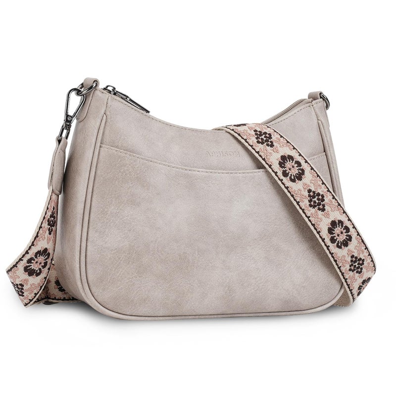 APHISON Crossbody Bags for Women Trendy, Leather Crossbody purse with Adjustable Strap, Women's Crossbody Shoulder Handbags, 02-grey - Image 1