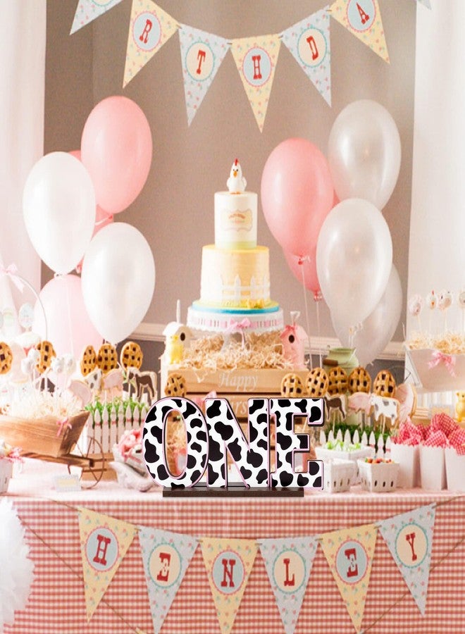 ANGOLIO Cow Print One Letter Sign Table Wooden Centerpieces for Baby Shower Farm Animal First Birthday Party Decor Holy Cow I’M One Toddler Boy Girls 1st Birthday Baby Spring Decor Party Supplies - Image 4