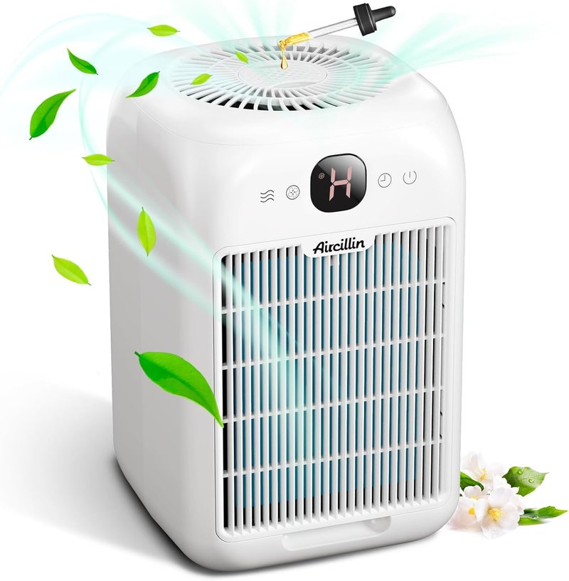 Aircillin Air Purifiers for Home Bedroom Up to 908 Sq Ft Air Purifiers with HEPA Filter AromatherapyTurbo Boost Button Sleep Mode White