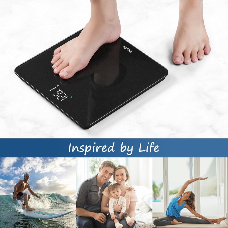 Vitafit Weight Scale, High Accuracy in 0.05kg by Our Professional Scale Factory Since 2001, ميزان جسم LED and Step On, 3*AAA Batteries Included, 182kg, Spray Silver Black - Image 5
