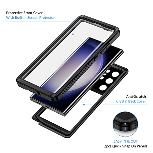 Lanhiem for Samsung S23 Ultra Phone Case, IP68 Waterproof Dustproof, Built-in Screen Protector, Rugged Full Body Shockproof Protective Cover for Samsung Galaxy S23 Ultra 5G, Black - Image 4