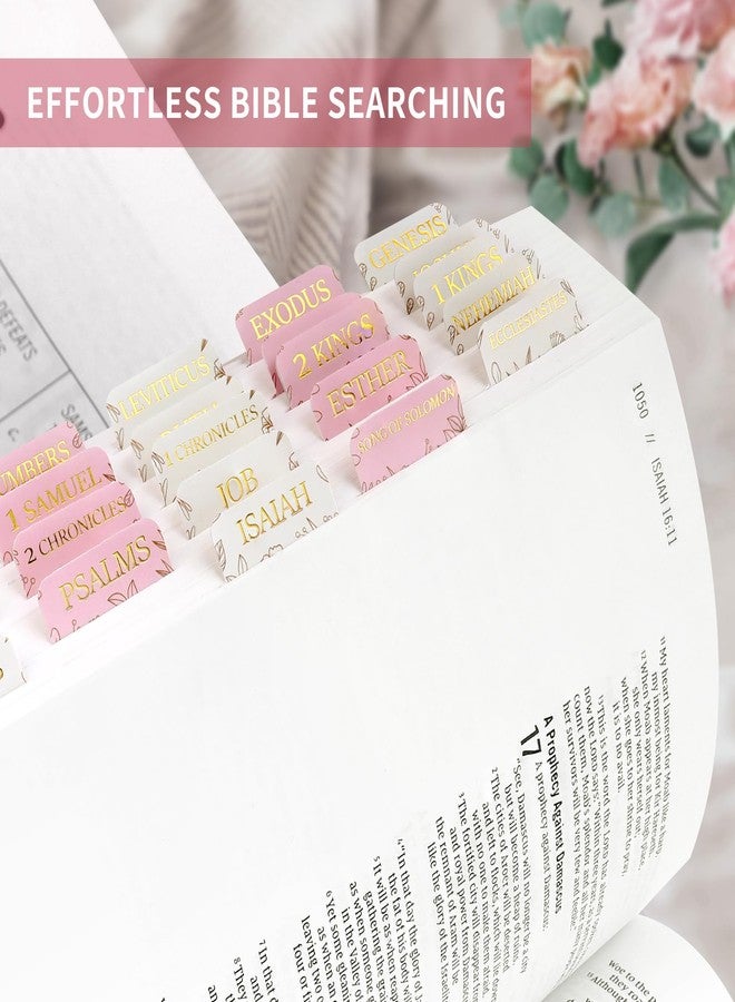 Taja Bible Tabs for Women & Men, Laminated Bible Tabs for Study Bible, Large Print Bible Tabs for Easy Navigation, Bible Index Tabs, 66 Tabs Old & New Testament, Extra 9 Blank Tabs - Sketch Floral - Image 3