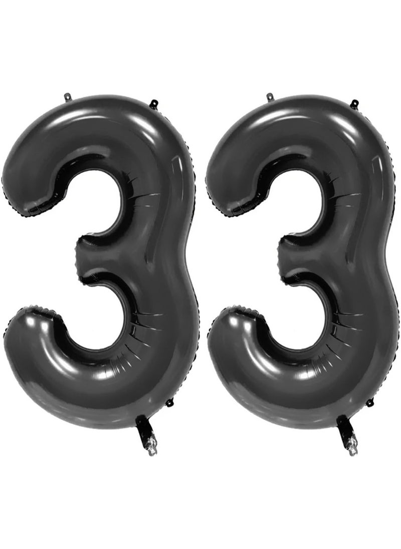 MAGJUCHE 40inch Black Foil 33 Helium Jumbo Digital Number Balloons 33th Birthday Decoration for Women or Men 33 Birthday Party Supplies  - Image 1